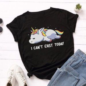 Unicorn 'I Can't Exist Today' Printed Top